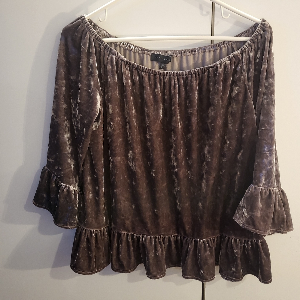 Sanctuary Womans Medium Purple Velvet Blouse